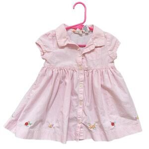 VTG Gap Pink & White Gingham Flower Embroidered Dress